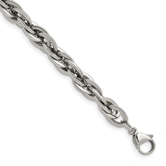 Chisel Stainless Steel Polished 8 inch Oval Links Bracelet SRB1097-8.25