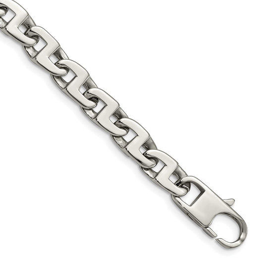 Chisel Stainless Steel Polished 8.5 inch Fancy Square Link Bracelet SRB1099-8.5
