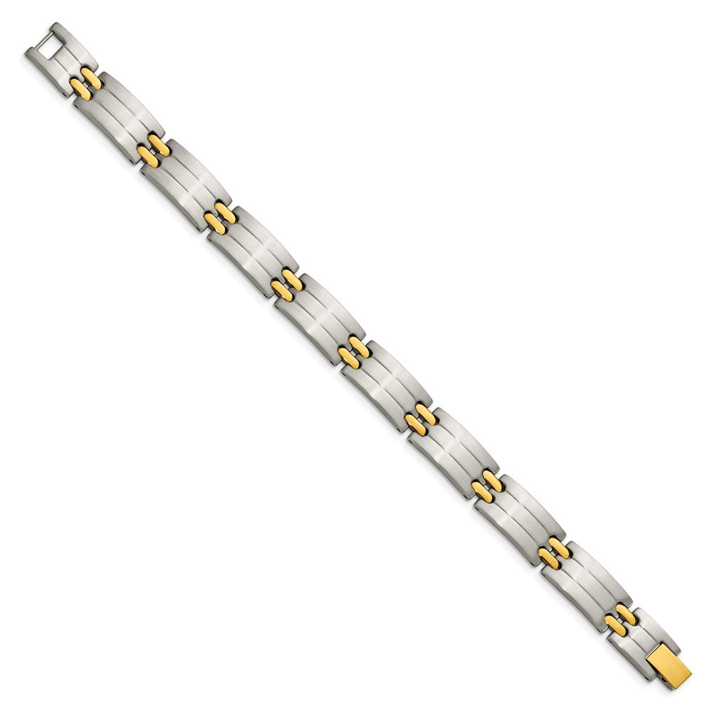 Chisel Stainless Steel Brushed and Polished Yellow IP-plated 8.75 inch Link Bracelet SRB110-8.75
