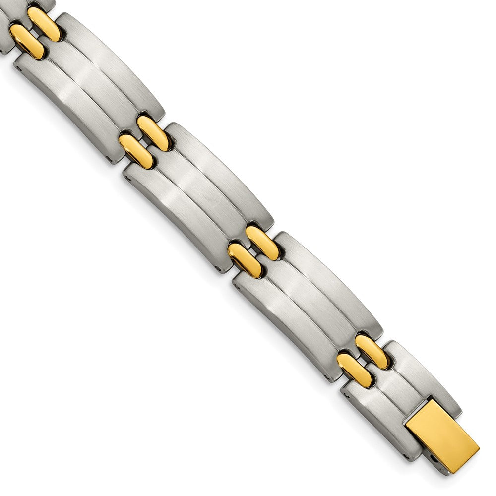 Chisel Stainless Steel Brushed and Polished Yellow IP-plated 8.75 inch Link Bracelet SRB110-8.75