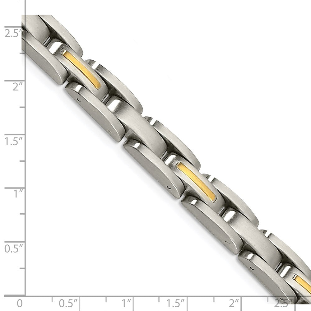 Chisel Stainless Steel with 14k Gold Accent Brushed 8 inch Link Bracelet SRB116-8