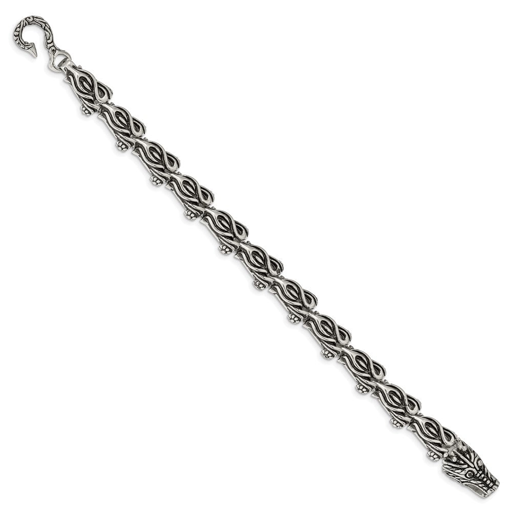 Chisel Stainless Steel Antiqued and Polished Dragon 8.75 inch Bracelet SRB1266-8.25
