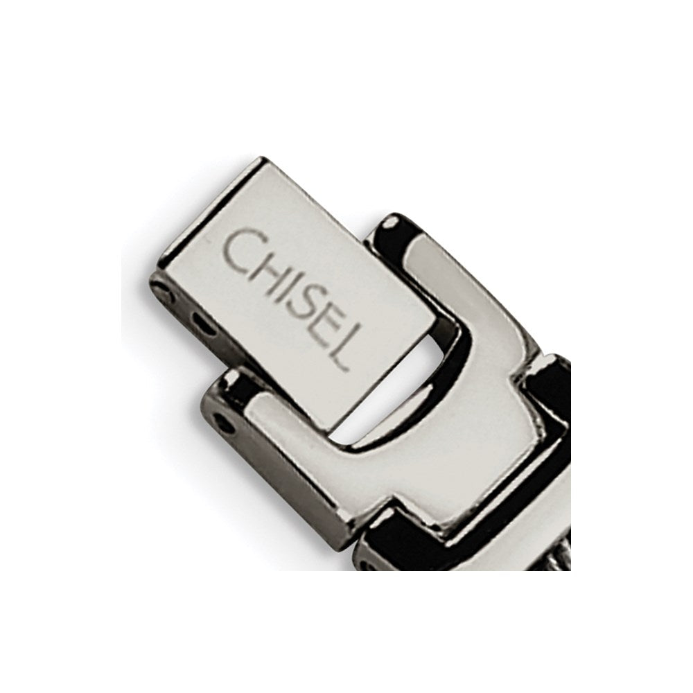 Chisel Stainless Steel Brushed and Polished with Cable Inlacy 8.5 inch Link Bracelet SRB127-8.5