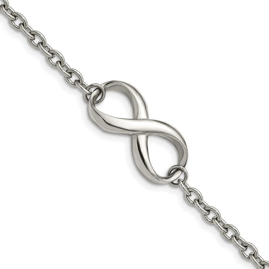 Chisel Stainless Steel Polished Infinity Symbol 7.5 inch Bracelet SRB1285-7.5