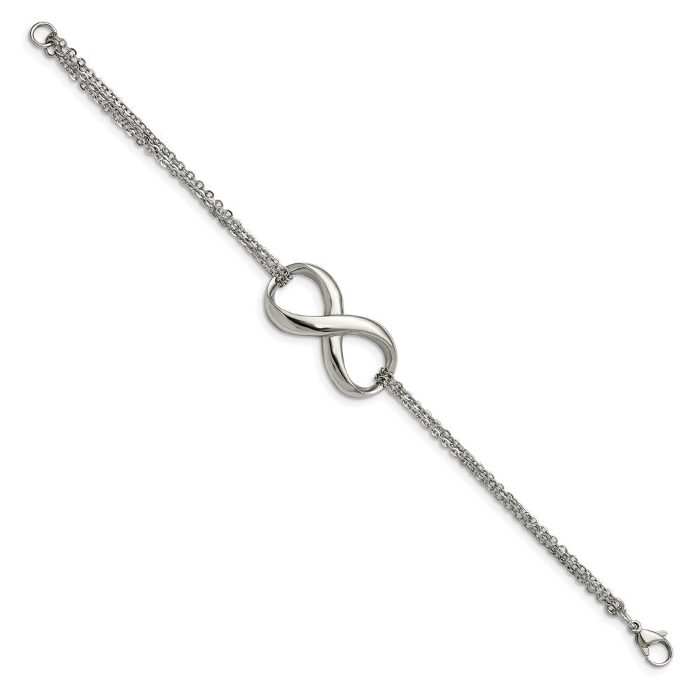 Chisel Stainless Steel Polished Infinity Symbol 7.5 inch Multi-Strand Bracelet SRB1286-7.5