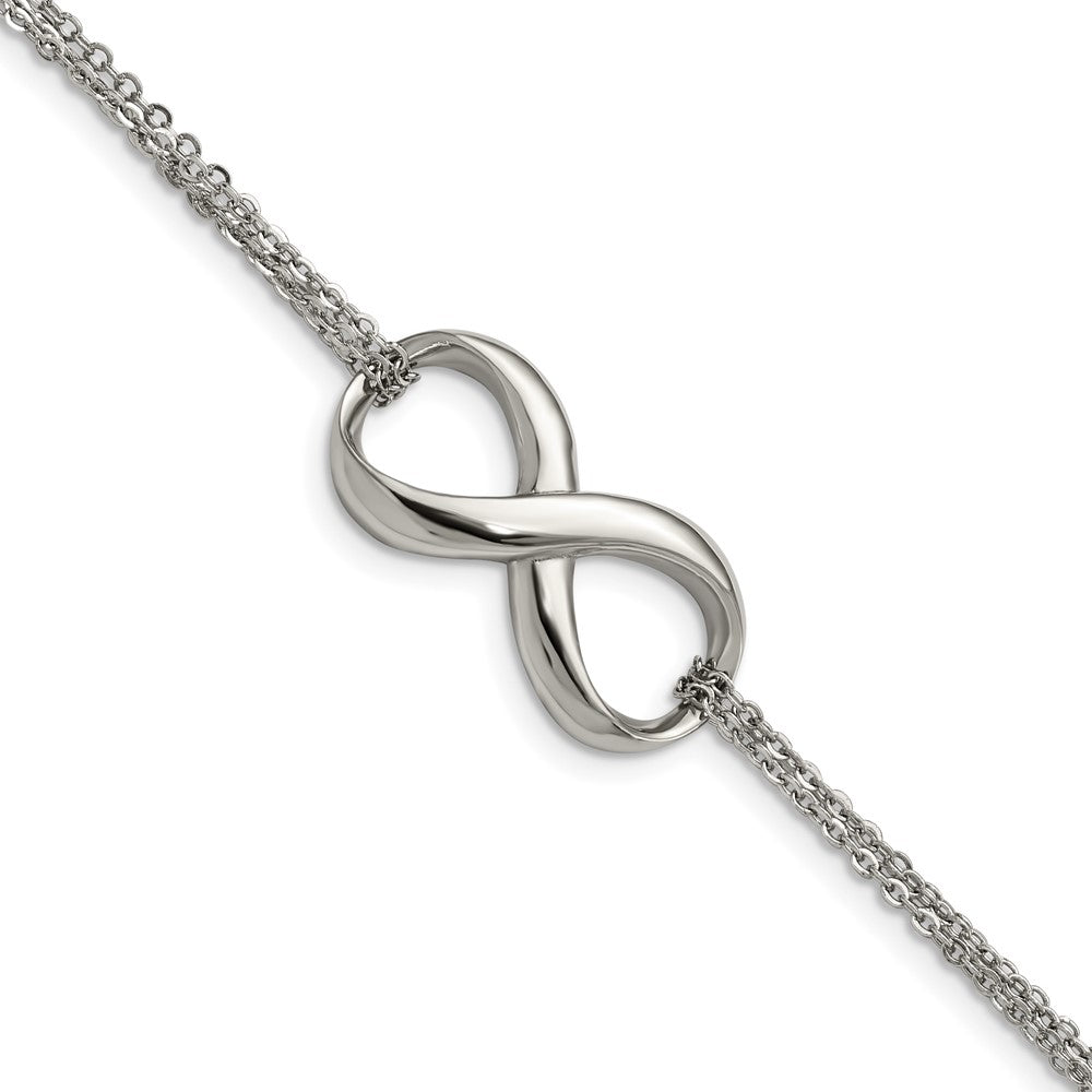 Chisel Stainless Steel Polished Infinity Symbol 7.5 inch Multi-Strand Bracelet SRB1286-7.5