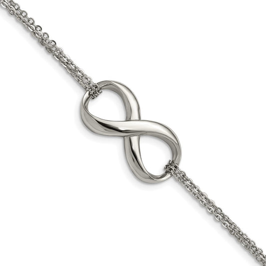Chisel Stainless Steel Polished Infinity Symbol 7.5 inch Multi-Strand Bracelet SRB1286-7.5