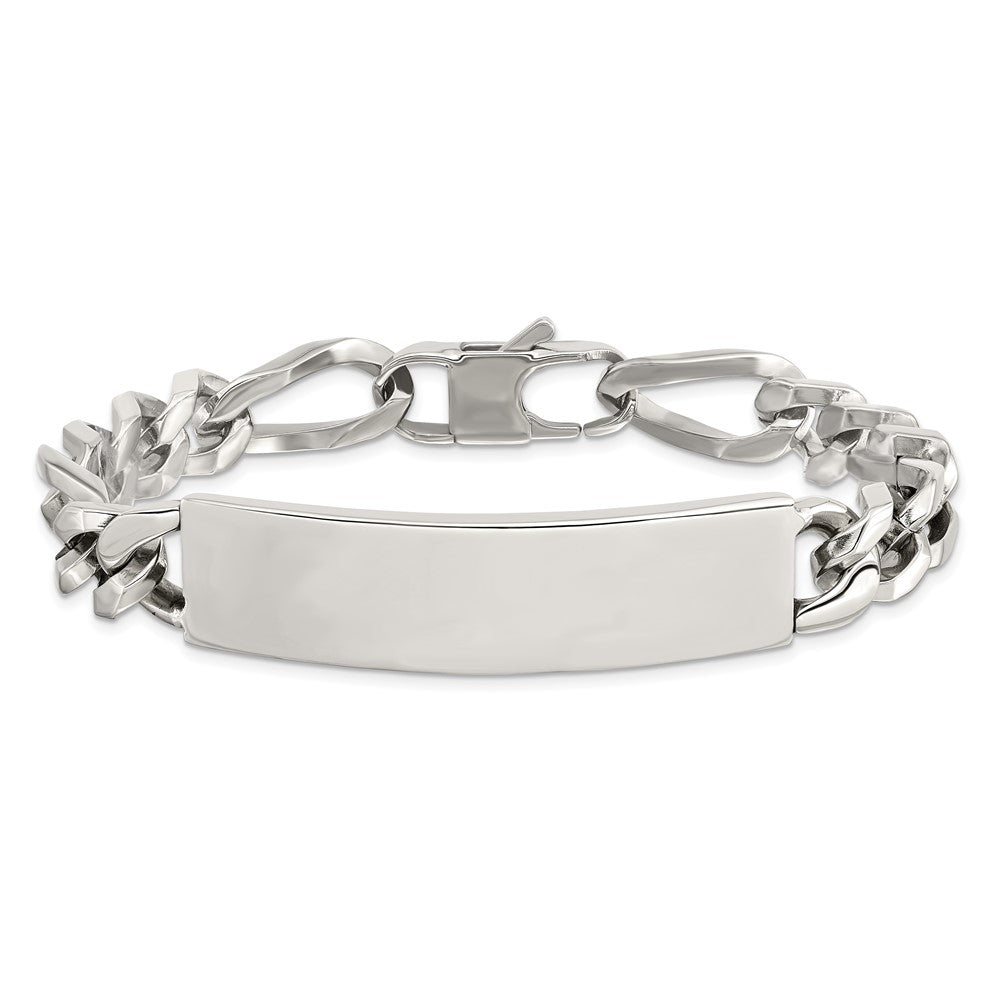 Chisel Stainless Steel Polished Figaro 9 inch Large ID Bracelet SRB1405-9