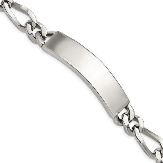 Chisel Stainless Steel Polished Figaro 9 inch Large ID Bracelet SRB1405-9