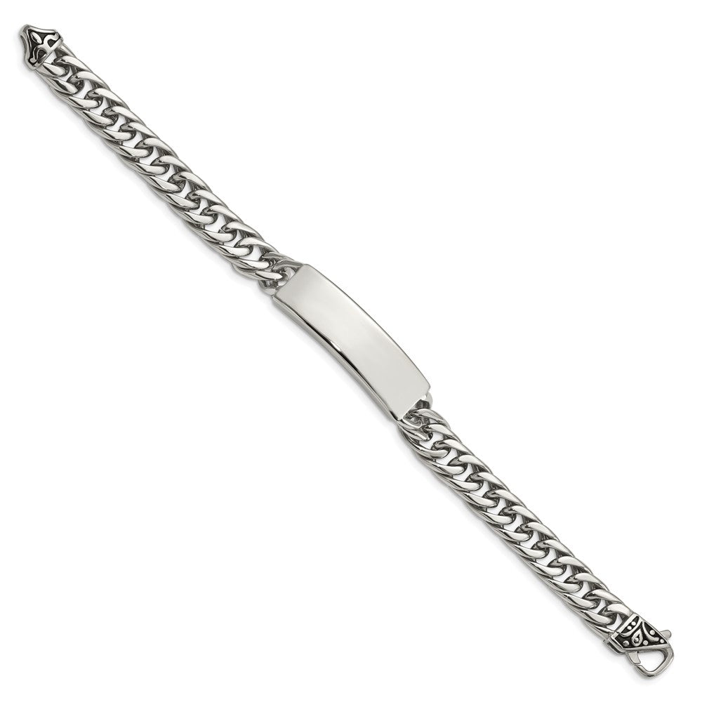 Chisel Stainless Steel Antiqued and Polished Curb Chain 8.5 inch ID Bracelet SRB1478-8.5