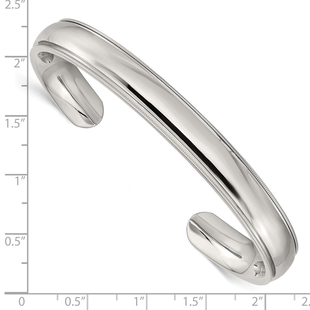 Chisel Stainless Steel Polished and Grooved 9mm Cuff Bangle SRB1517