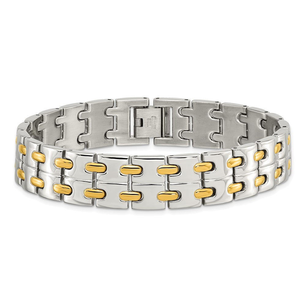 Chisel Stainless Steel Polished Yellow IP-plated 8.5 inch Link Bracelet SRB160-8.75