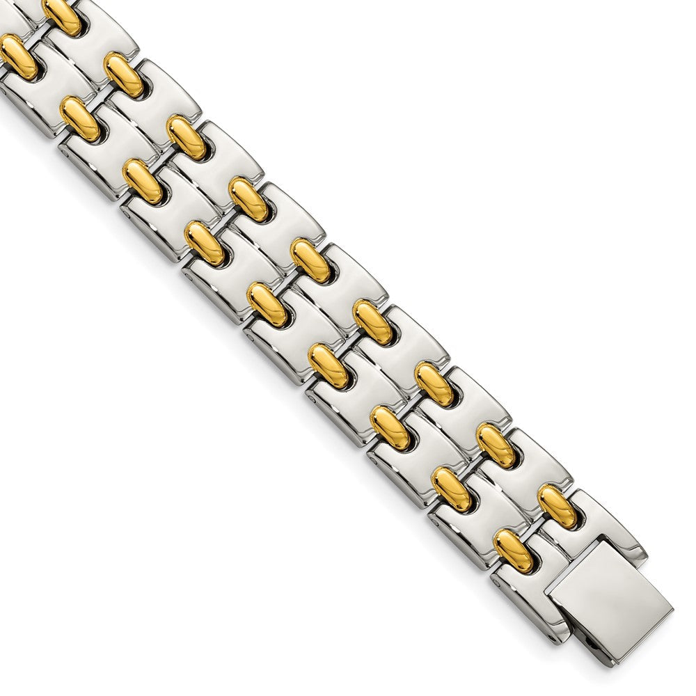Chisel Stainless Steel Polished Yellow IP-plated 8.5 inch Link Bracelet SRB160-8.75