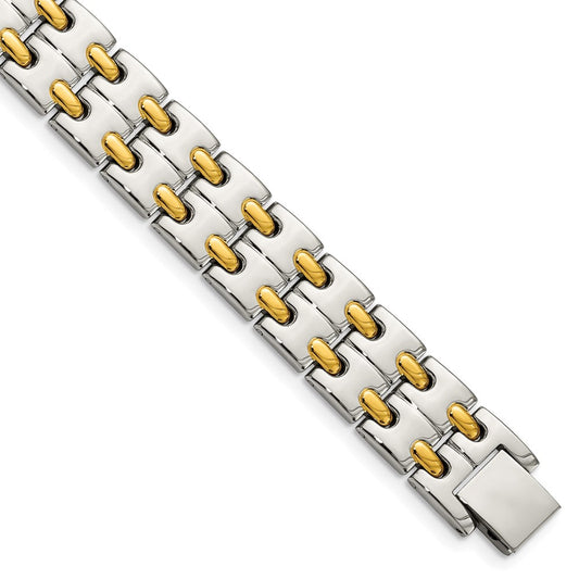 Chisel Stainless Steel Polished Yellow IP-plated 8.5 inch Link Bracelet SRB160-8.75