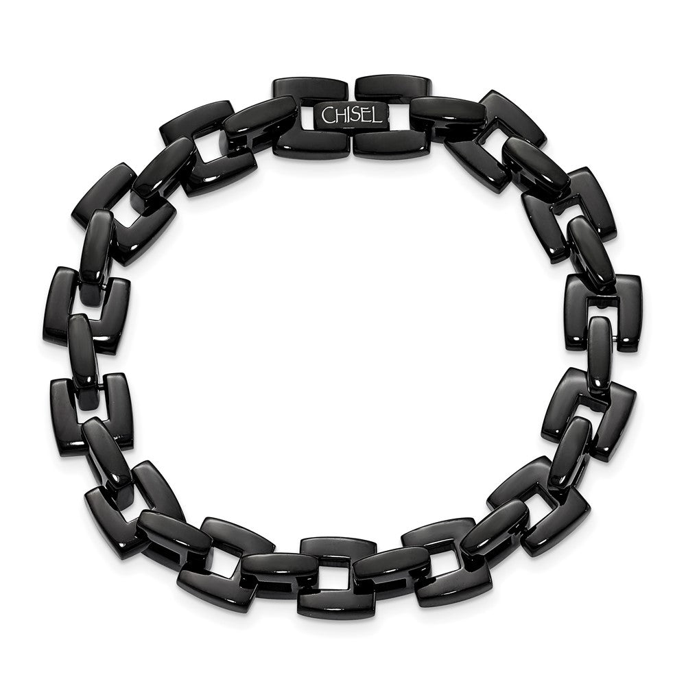 Chisel Stainless Steel Polished Black IP-plated 9 inch Bracelet SRB165-9
