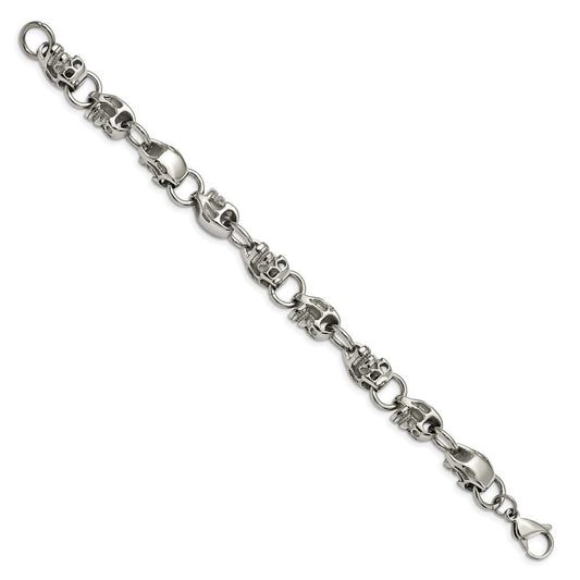 Chisel Stainless Steel Polished Skull Link 8.75 inch Bracelet SRB171-8.75