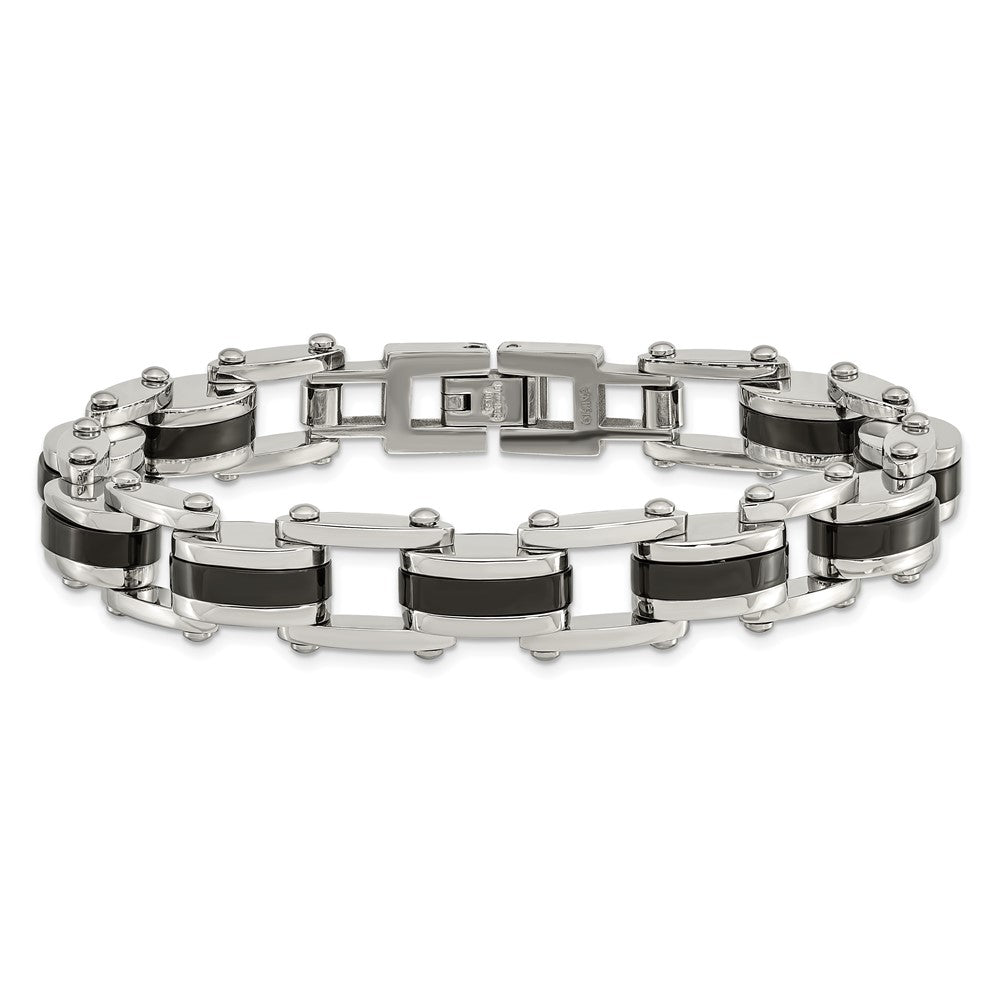 Chisel Stainless Steel Polished Black IP-plated 8.5 inch Bracelet SRB179-8.75