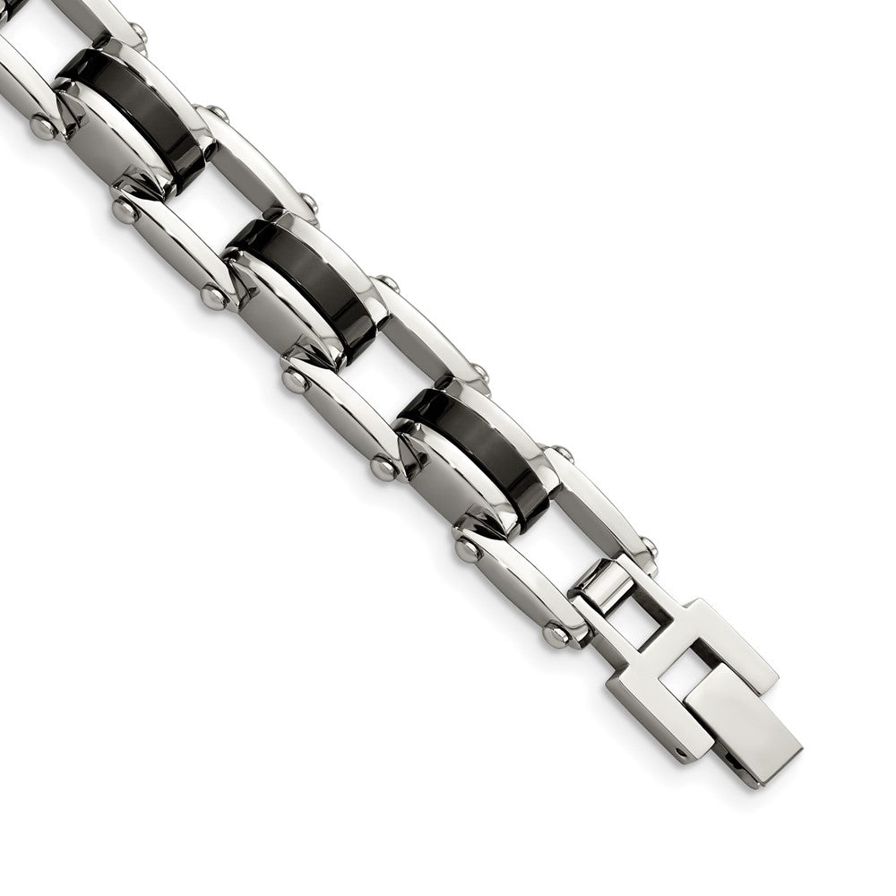 Chisel Stainless Steel Polished Black IP-plated 8.5 inch Bracelet SRB179-8.75