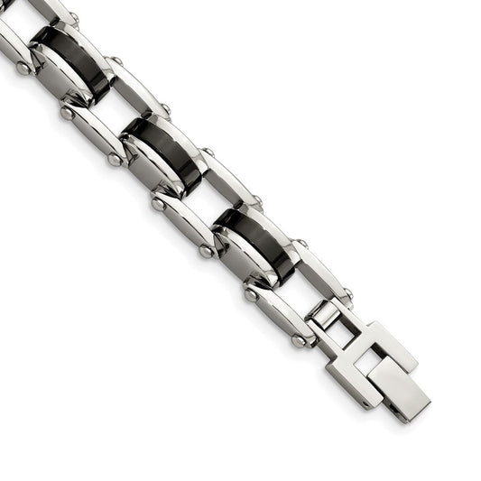 Chisel Stainless Steel Polished Black IP-plated 8.5 inch Bracelet SRB179-8.75