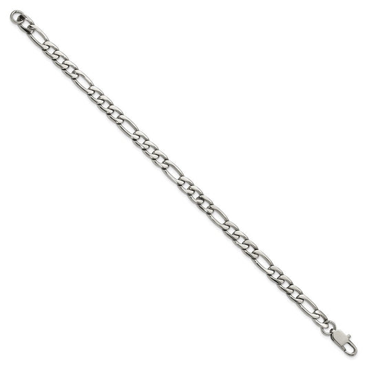 Chisel Stainless Steel Polished 6mm 8 inch Figaro Chain Bracelet SRB1806-8