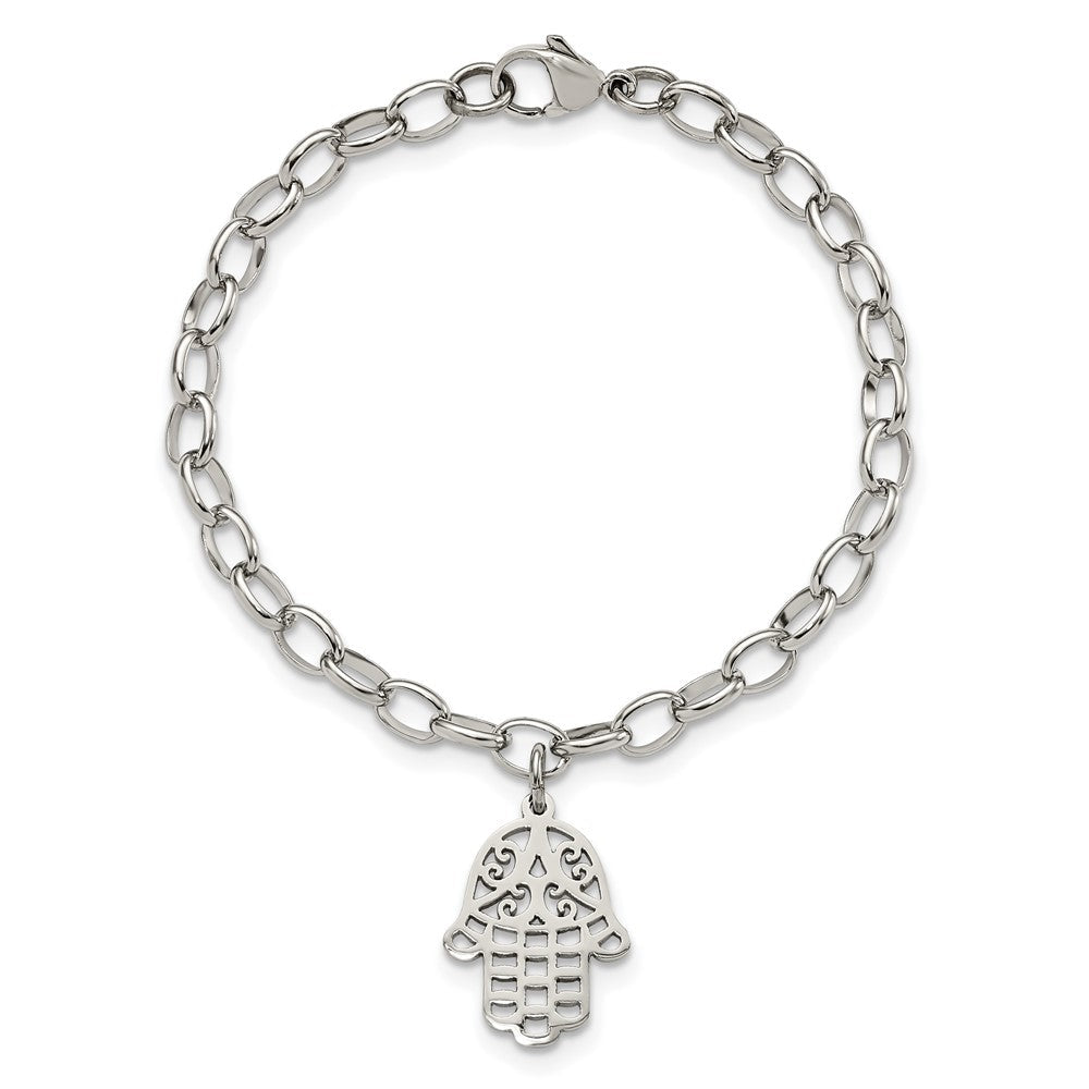 Chisel Stainless Steel Polished Chamseh/Hamsa 7 inch Bracelet SRB1850-7