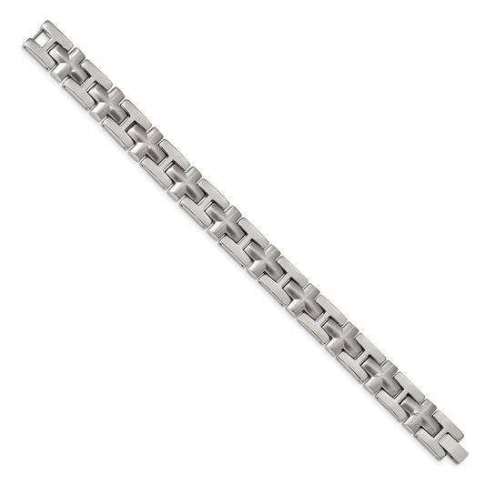 Chisel Stainless Steel Brushed and Polished 8.5 inch Cross Link Bracelet SRB1916-8.5