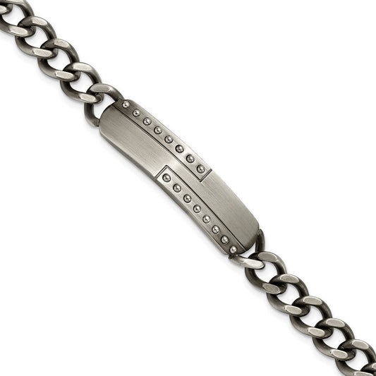 Chisel Stainless Steel Matte Finish Gun Metal IP-plated 9 inch ID Bracelet SRB1928-9