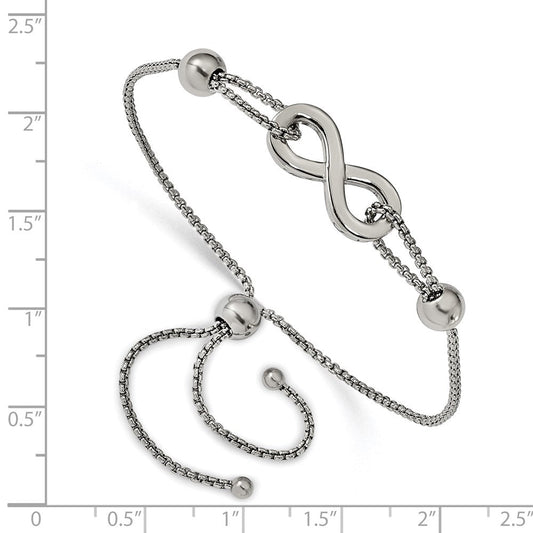 Chisel Stainless Steel Polished Infinity Symbol Adjustable Bracelet SRB1953