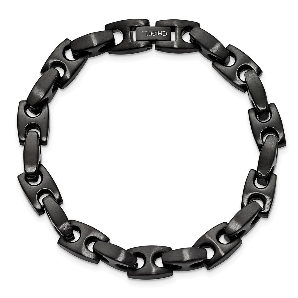 Chisel Stainless Steel Brushed Black IP-plated 9 inch Link Bracelet SRB1975-9