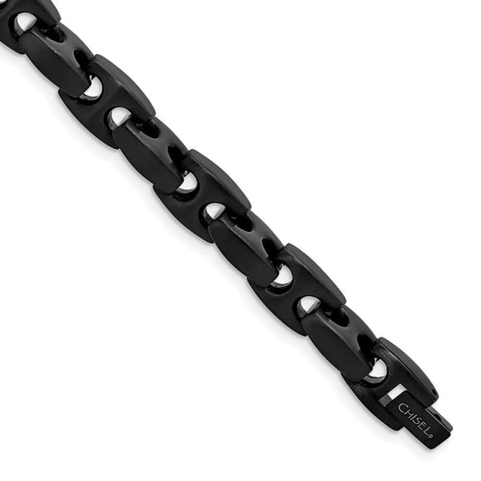 Chisel Stainless Steel Brushed Black IP-plated 9 inch Link Bracelet SRB1975-9