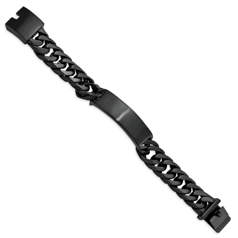 Chisel Stainless Steel Brushed Black IP-plated Curb Chain 9 inch ID Bracelet SRB1984-9