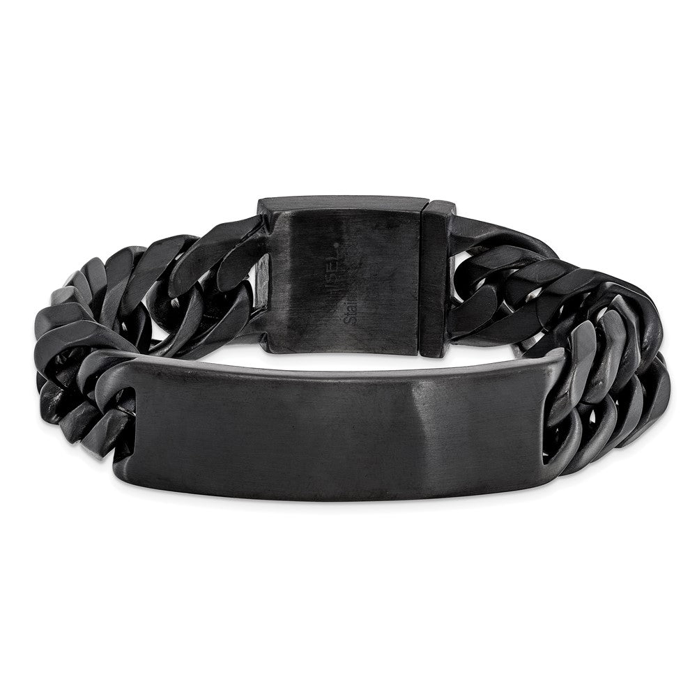 Chisel Stainless Steel Brushed Black IP-plated Curb Chain 9 inch ID Bracelet SRB1984-9
