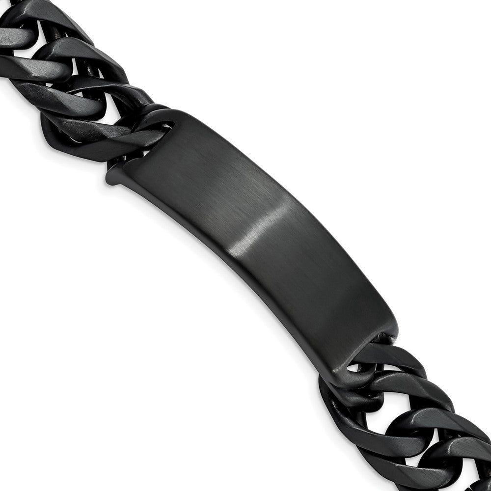 Chisel Stainless Steel Brushed Black IP-plated Curb Chain 9 inch ID Bracelet SRB1984-9