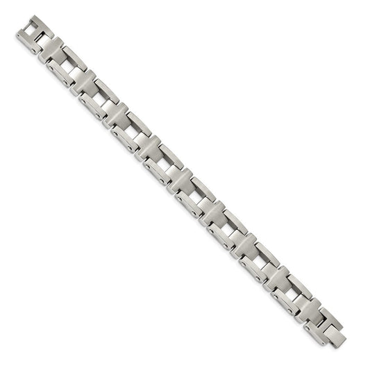 Chisel Stainless Steel Brushed and Polished 8.5 inch Open Cross Link Bracelet SRB2174-8.5