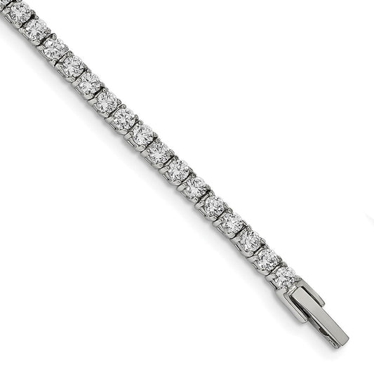Chisel Stainless Steel Polished CZ 7.5 inch Tennis Bracelet SRB2202-7.5