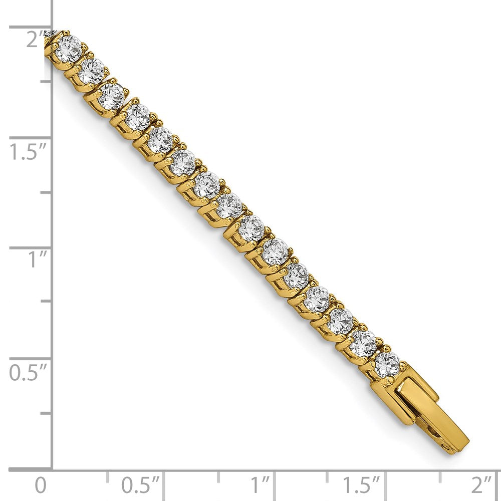 Chisel Stainless Steel Polished Yellow IP-plated CZ 7.5 inch Tennis Bracelet SRB2203-7.5