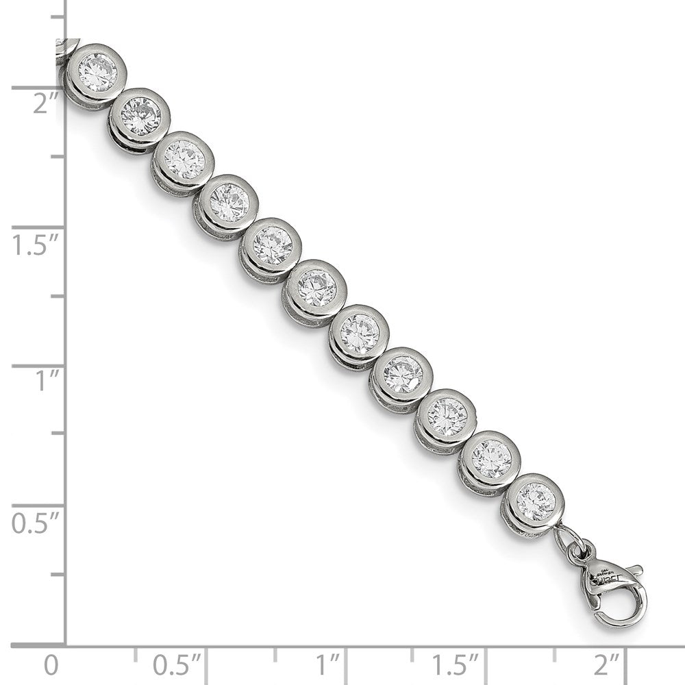 Chisel Stainless Steel Polished Round CZ Link 7 inch Bracelet with 1 inch Extension SRB2228-7