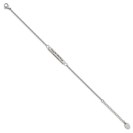 Chisel Stainless Steel Polished with CZ LOVE DREAM LAUGH Enjoy the little things 7 inch Bracelet with 1.5 inch Extension SRB2258-7