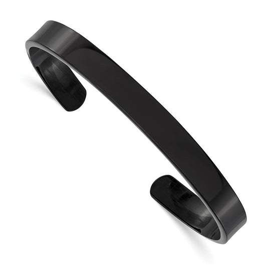 Chisel Stainless Steel Polished Black IP-plated 9mm Cuff Bangle SRB247