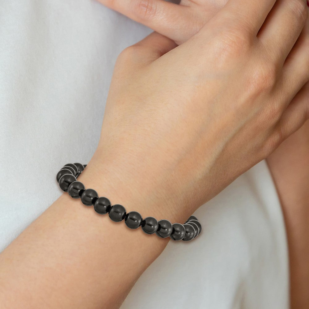 Chisel 8mm Black Wood Beaded Stretch Bracelet SRB2515