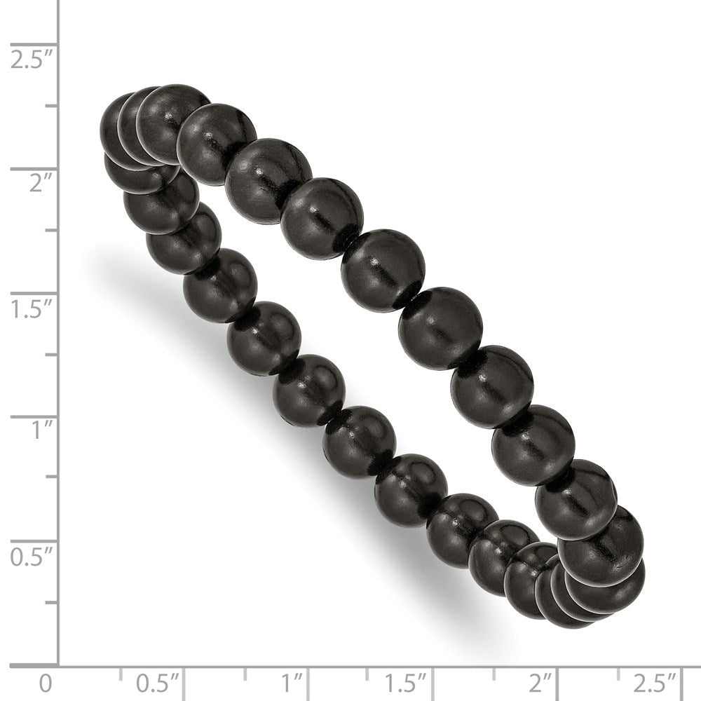 Chisel 8mm Black Wood Beaded Stretch Bracelet SRB2515