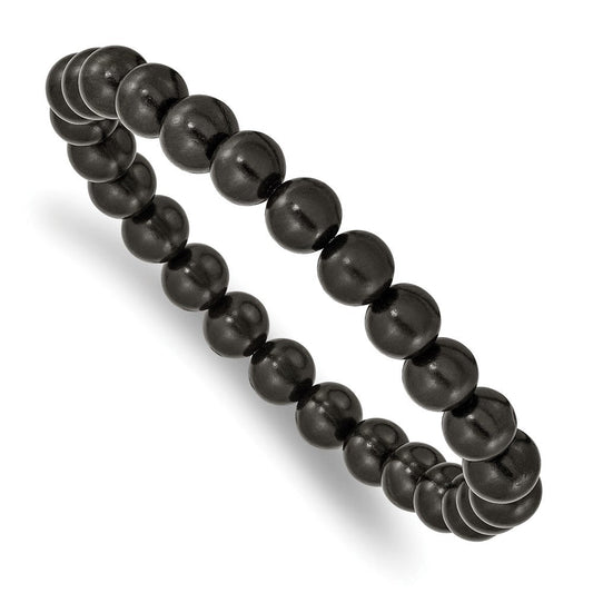 Chisel 8mm Black Wood Beaded Stretch Bracelet SRB2515