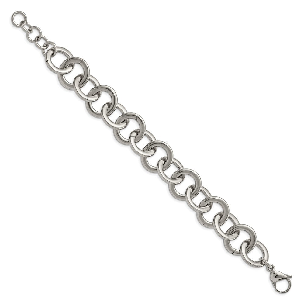 Chisel Stainless Steel Polished 7.5 inch Circle Link Bracelet with 1 inch Extension SRB2522-7.5