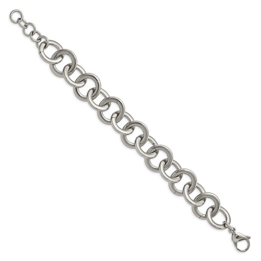 Chisel Stainless Steel Polished 7.5 inch Circle Link Bracelet with 1 inch Extension SRB2522-7.5