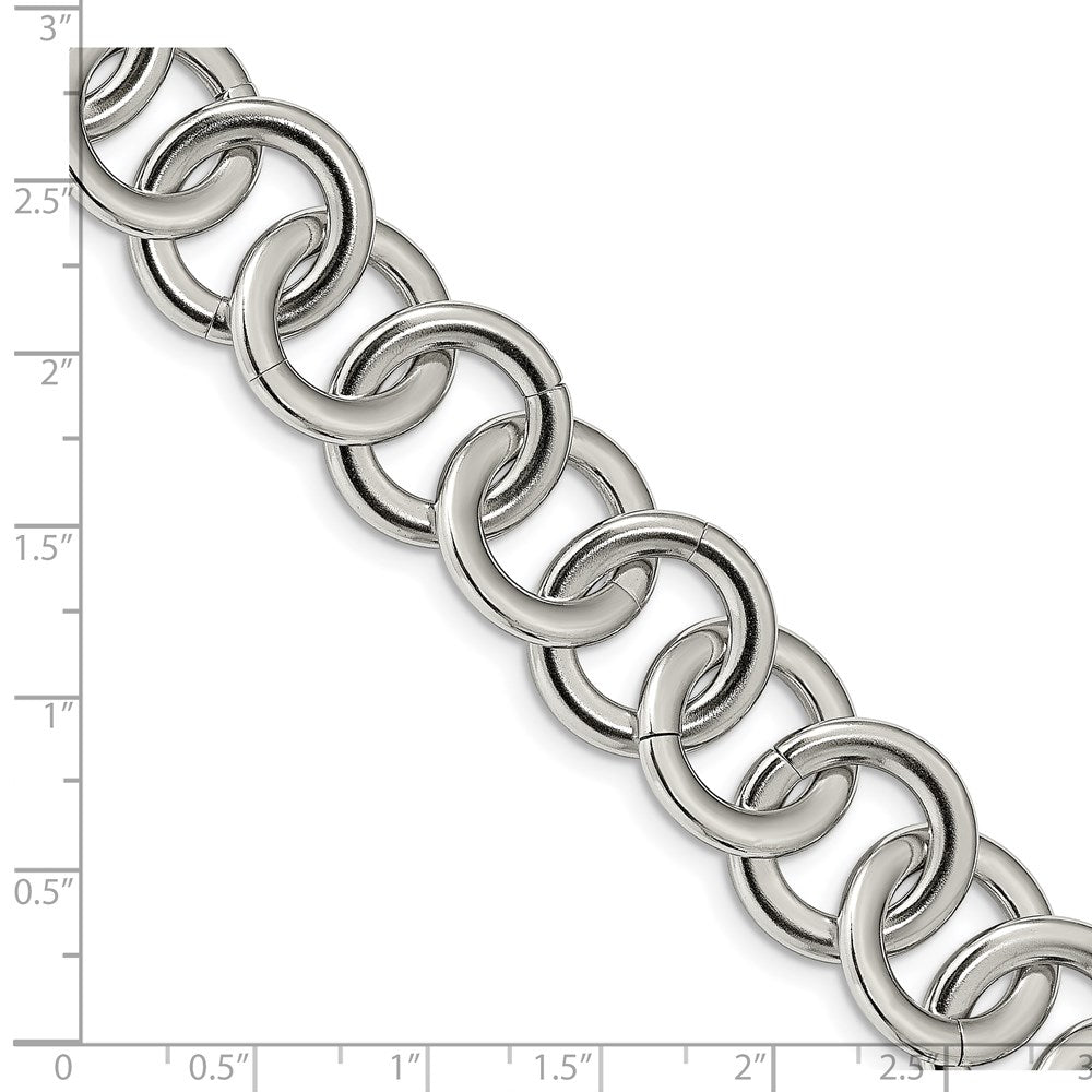 Chisel Stainless Steel Polished 7.5 inch Circle Link Bracelet with 1 inch Extension SRB2522-7.5