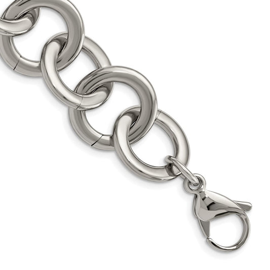 Chisel Stainless Steel Polished 7.5 inch Circle Link Bracelet with 1 inch Extension SRB2522-7.5