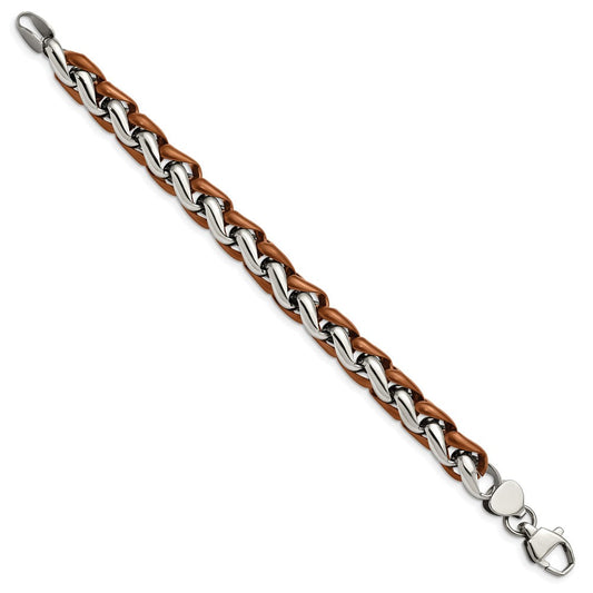 Chisel Stainless Steel Polished Brown IP-plated 8.25 inch Bracelet SRB2528-8.25