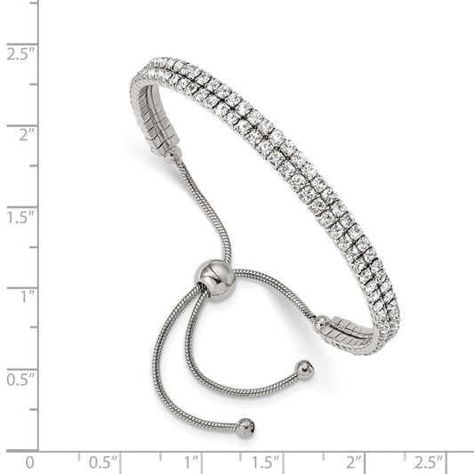 Chisel Stainless Steel Polished Preciosa Crystal Adjustable Bracelet SRB2560