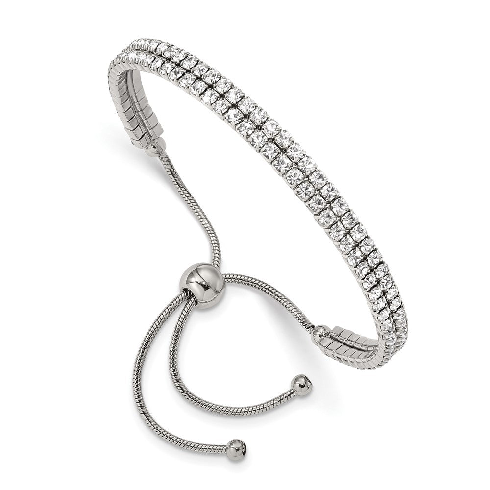 Chisel Stainless Steel Polished Preciosa Crystal Adjustable Bracelet SRB2560