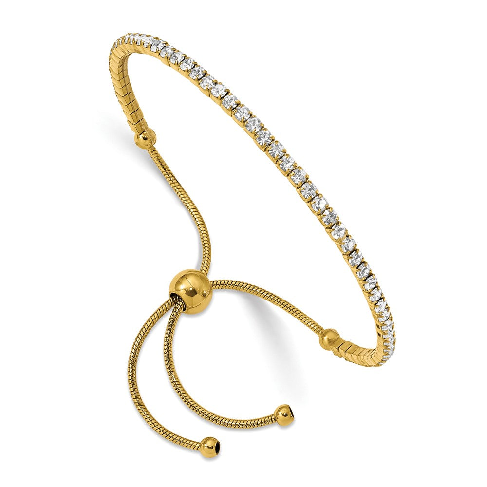 Chisel Stainless Steel Polished Yellow IP-plated Preciosa Crystal Adjustable Bracelet SRB2561
